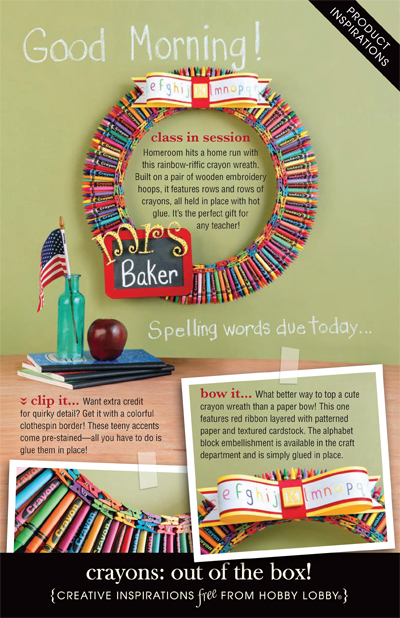 Hobby Lobby Project - Crayons: out of the box! - children, kids, wreath, picture frame,